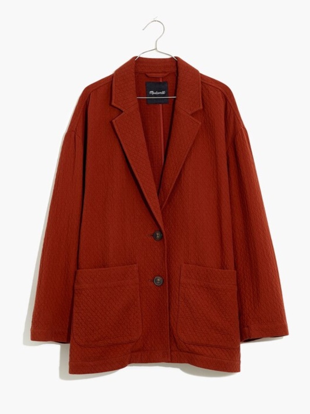 Madewell Quilted Blazer Jacket in Rust